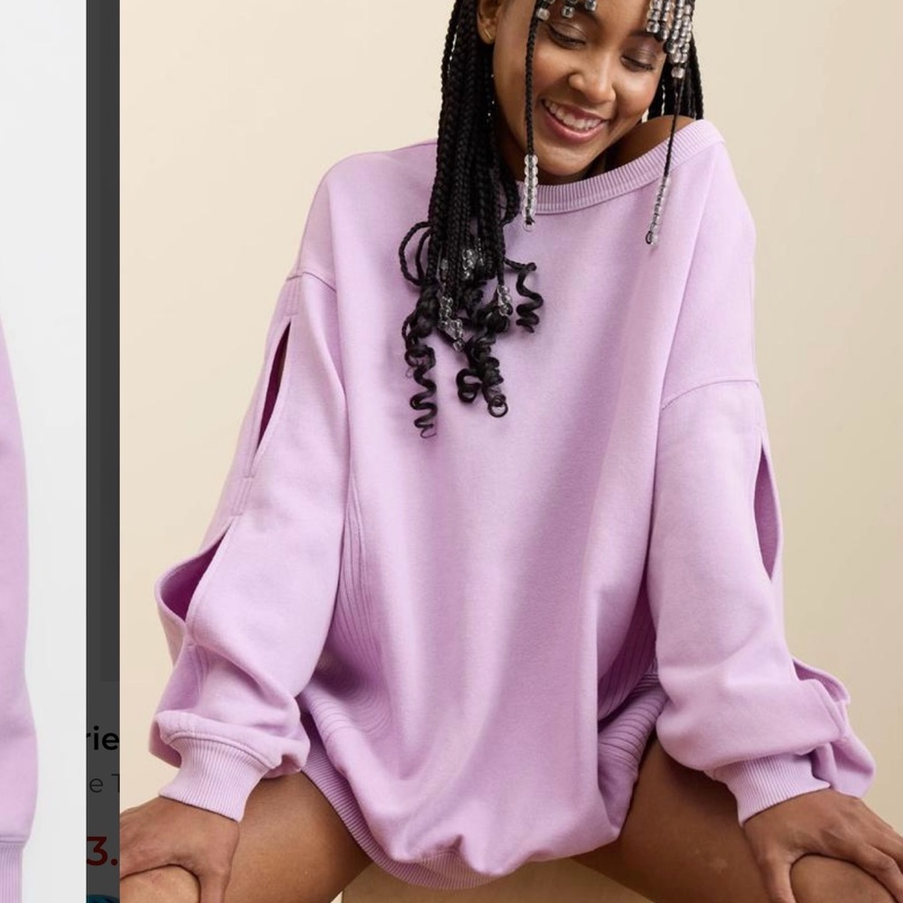 aerie Lilac Split-Sleeve Oversized Sweatshirt